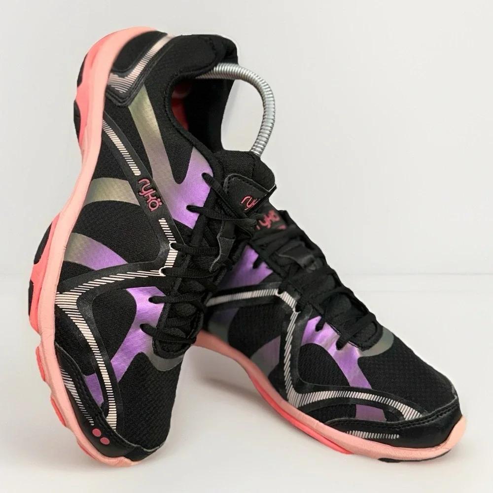 Ryka Influence Cross Training Athletic Shoes Black Pink Woman's 9.5 W Nice!!